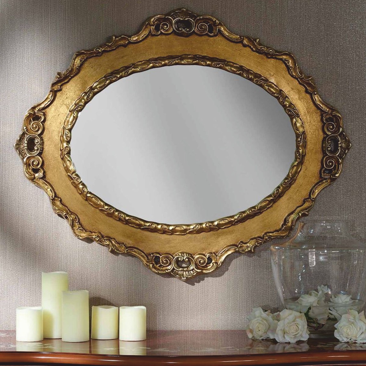 Casa Padrino Luxury Baroque Mirror – Handcrafted Gold Mirror Made in Italy