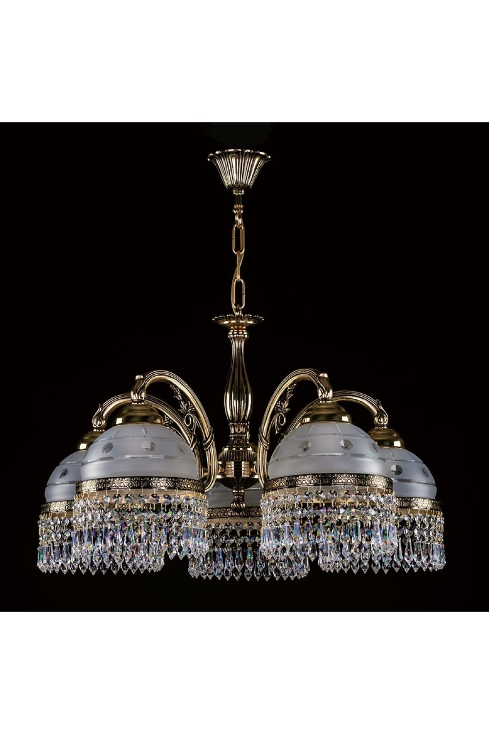 Antique Brass Crystal Chandelier – Cassandra Design, 5-Light