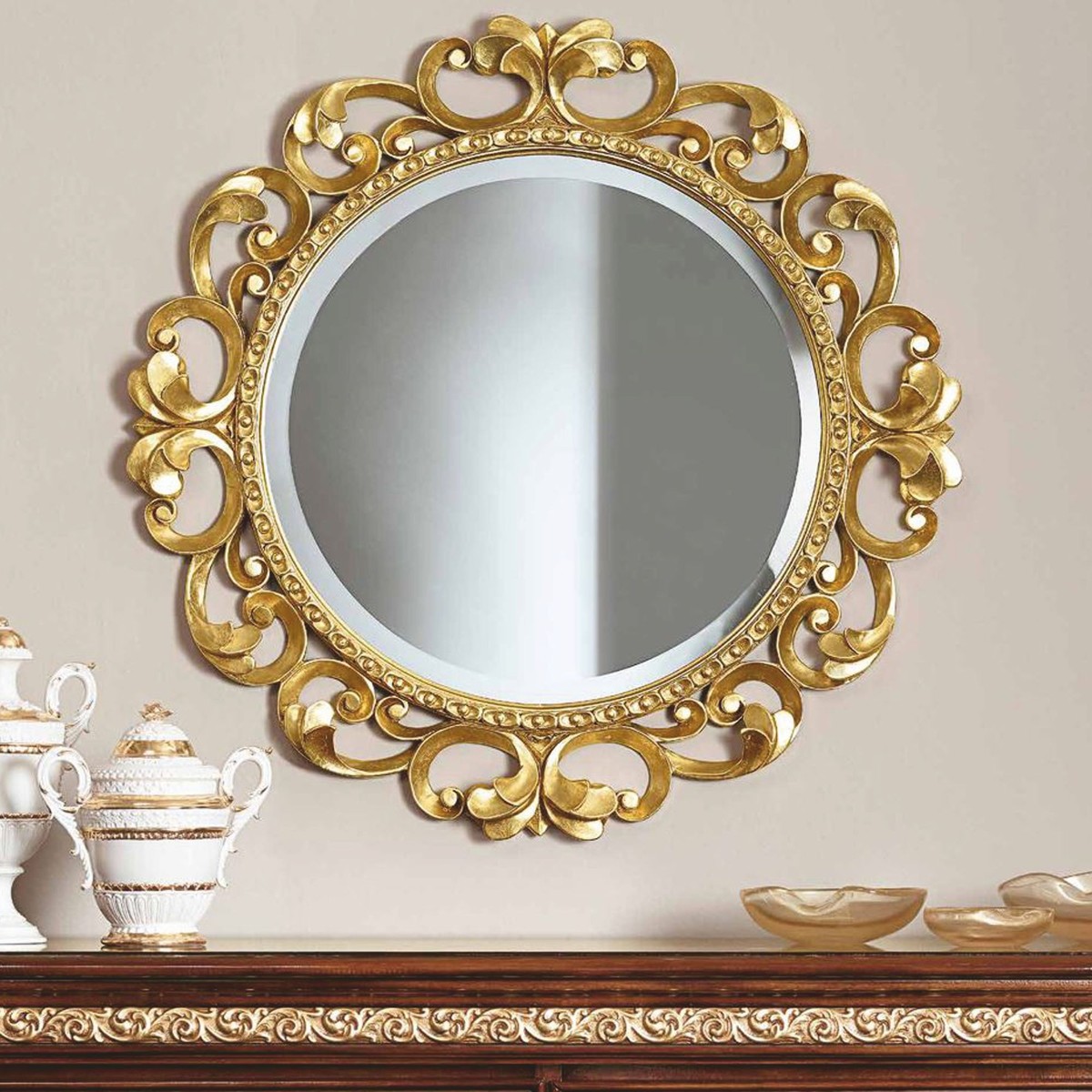 Casa Padrino Luxury Baroque Mirror – Gold, 126 cm, Made in Italy