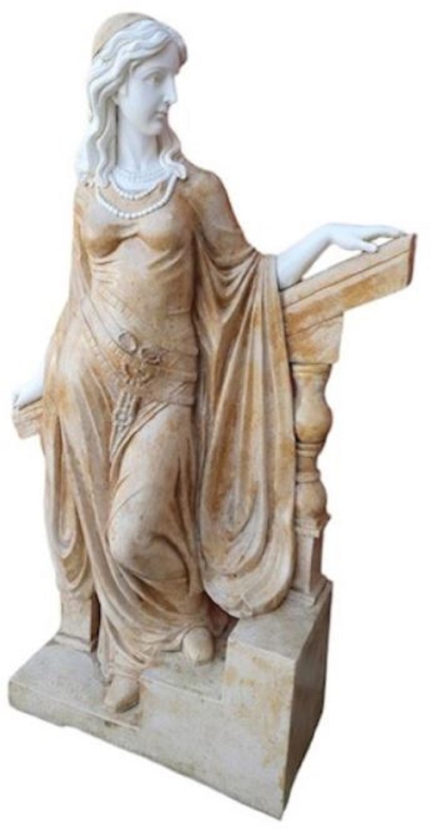 Casa Padrino Luxury Art Nouveau Marble Deco Sculpture Lady – Beige / White / Gray