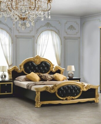 baroque bedroom in black and gold