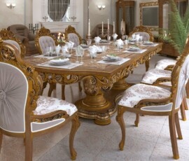 baroque dining chairs in wooden finish