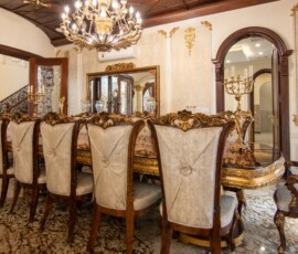 baroque golden dining chair set